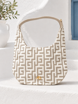 Beige/White Meander Large Bag
