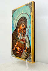 Panayia and Baby Jesus Turquoise Icon