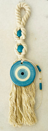Hanging Mati Tassel Charm - Light Blue