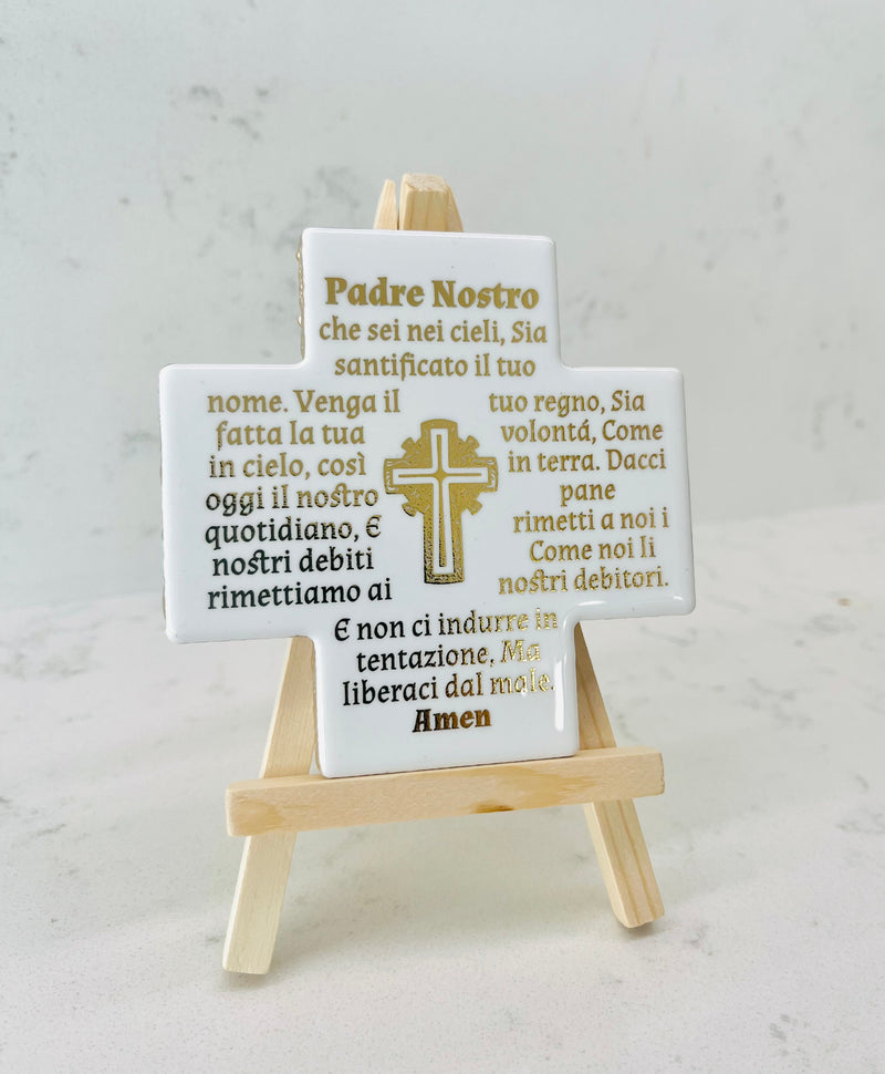Italian Lords Prayer Cross Tile