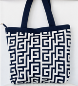 Navy Meander Tote Bag
