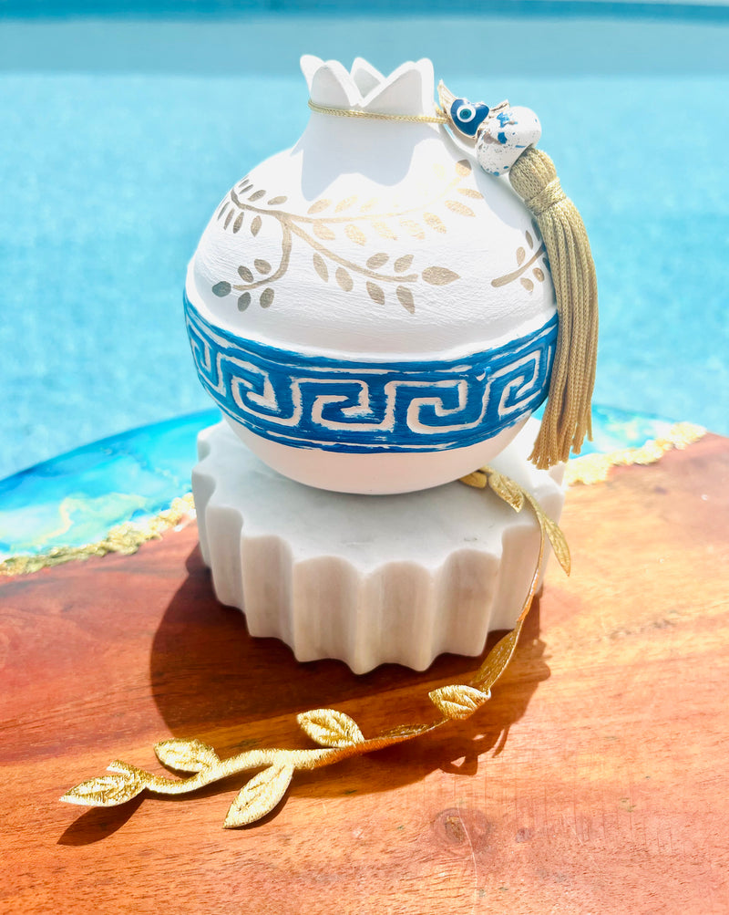 Pomegranate With Grecian Key And Olive Leaf