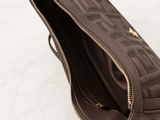 Brown Embossed Meander Shoulder Bag