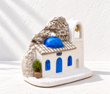 Ceramic Greek Church & Bell Decor