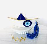 White & Gold Mati Boat Decor with Tassel