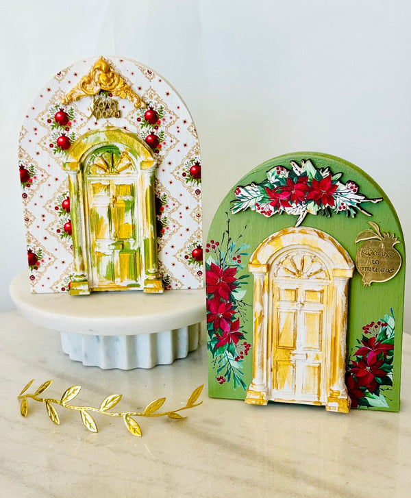 White & Gold Pomegranate Door