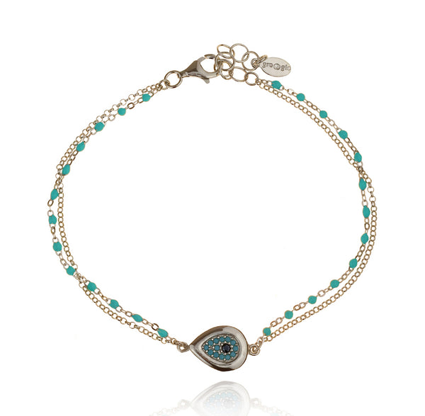 Turquoise and Silver Mati Bracelet