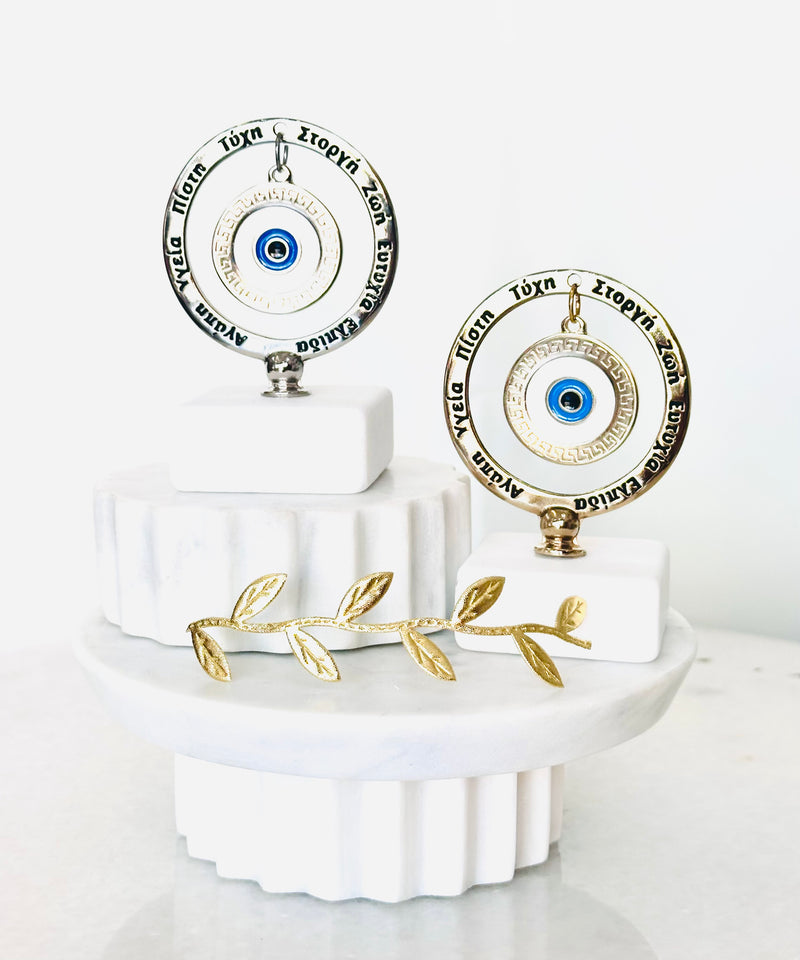 Greek Wishes Marble Decor with Meander & Mati