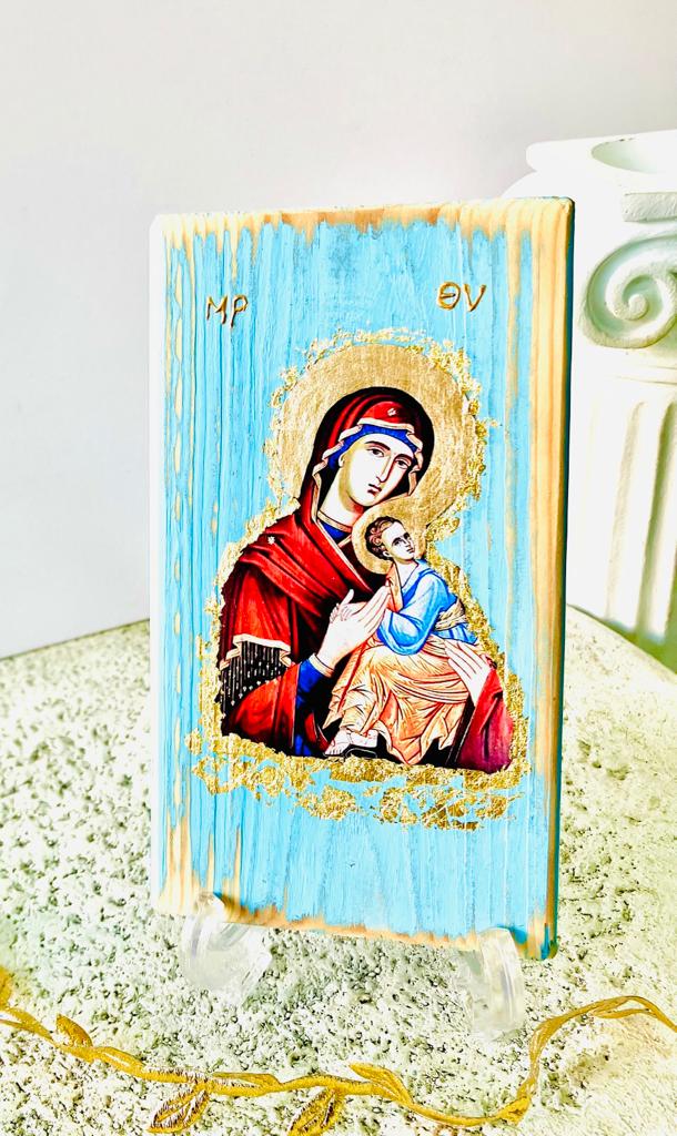 Handcrafted Icon of Panayia & Baby Jesus