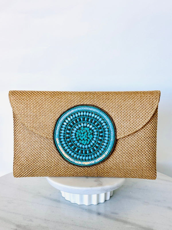 Envelope Clutch with Turquoise Beading