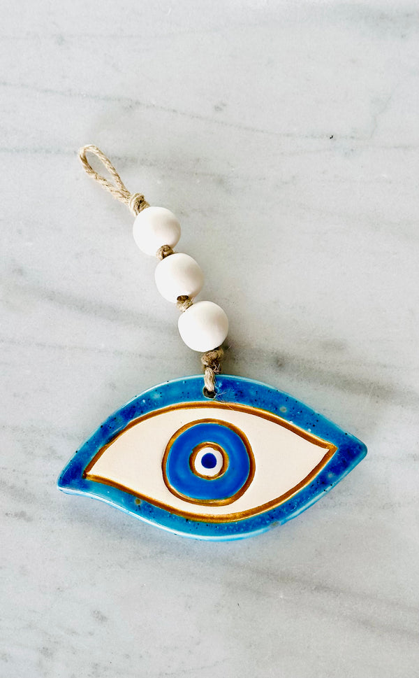 Beaded Blue Ceramic Mati