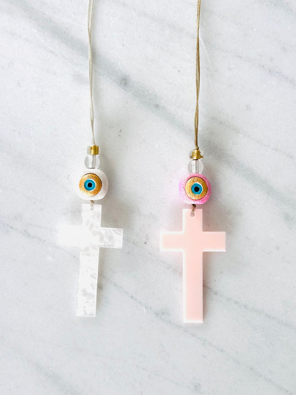 Cross and Mati Car Hanging Pendant