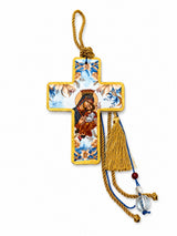 Panayia & Baby Jesus Blue & Gold Cross