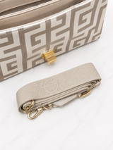 Beige/White Meander Adjustable Clutch and Bag