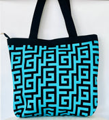 Turqoise Meander Tote Bag