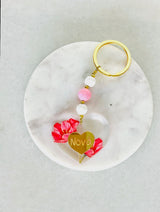 Greek Personalised Pink Floral Keychain