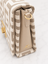 Beige/White Meander Adjustable Clutch and Bag