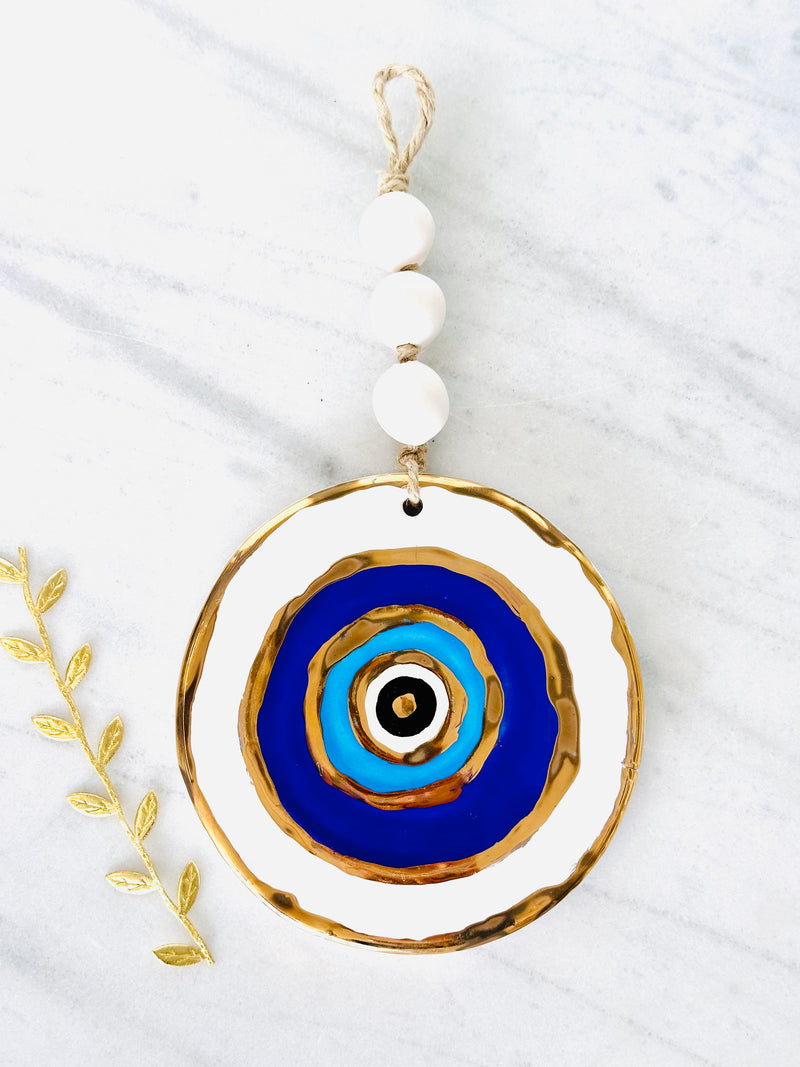 Handcrafted Round Ceramic Mati - White