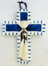 Grecian Blue Ceramic Cross