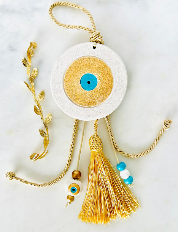 White and Gold Mati Wall Hanging - Large