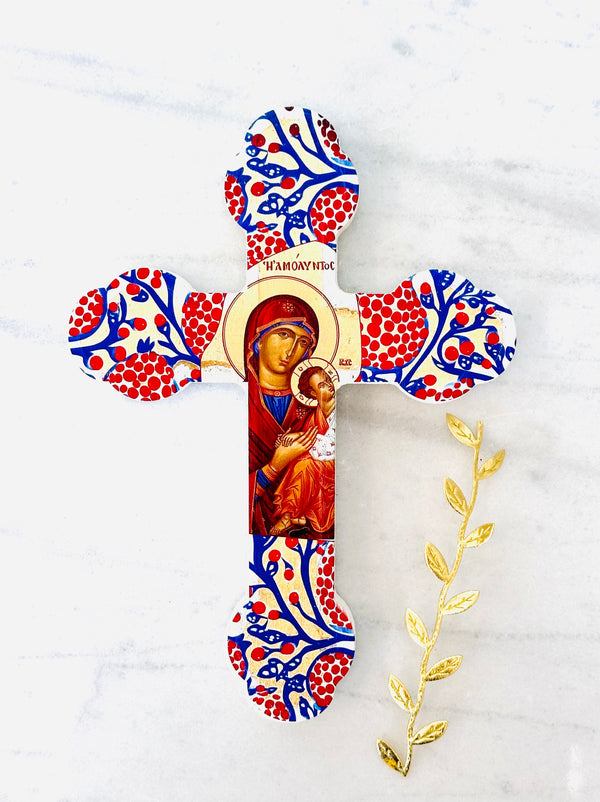 Panayia & Baby Jesus Pomegranate Cross