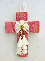 Pink and Gold Ceramic Cross