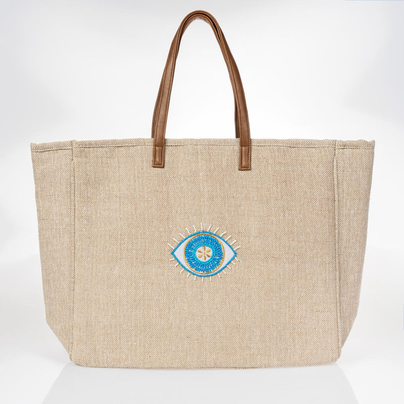 Beach Bag with Mati and Leather Strap