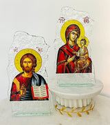 Panayia & Jesus Glass Icon - Large