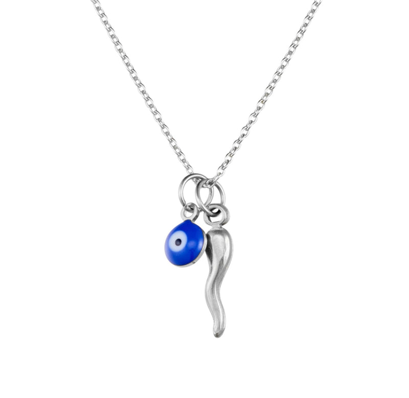Sterling Silver Cornicello & Mati Pendant Necklace