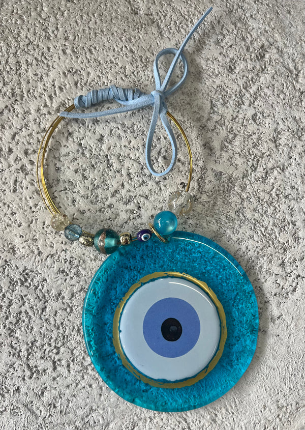 Turquoise Glass Mati with Beads