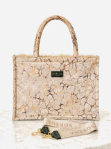 Sorena Beige Gold Large Tote Bag