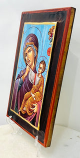 Panayia and Baby Jesus Large Blue Icon