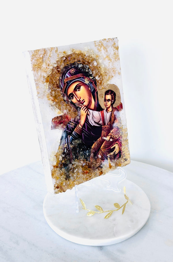 Panayia and Baby Jesus Crystal  Icon