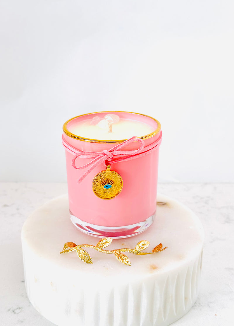 Gold Mati Pink Candle