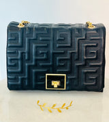 Meander Embossed Clutch with Lock