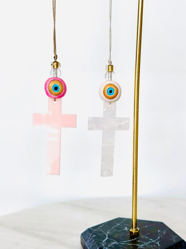 Cross and Mati Car Hanging Pendant