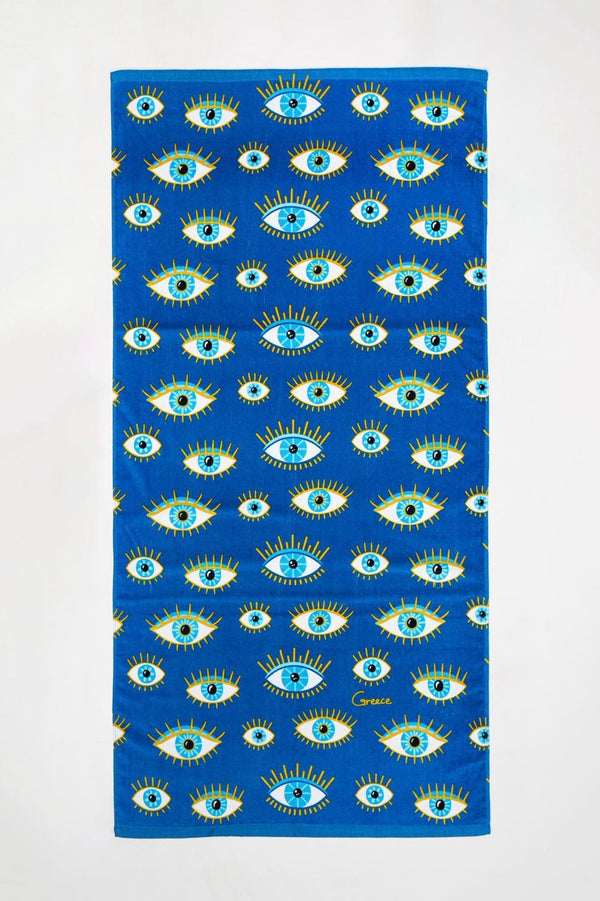 Blue Beach Towel with Mati Design