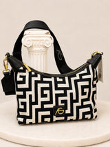 Black/Beige Meander Adjustable Bag