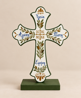 PRE-ORDER - Hand-Painted Olive NIKA Cross with Greek Wishes