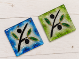 Olive Branch Glass Coasters