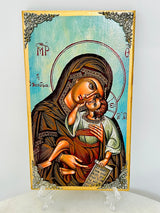 Panayia and Baby Jesus Turquoise Icon