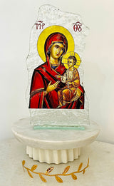 Panayia & Jesus Glass Icon - Large