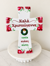 Christmas Pomegranate & Greek Wishes Cross Tile
