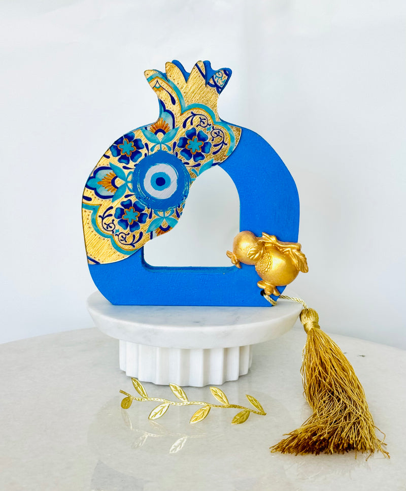 Blue & Gold Mati Pomegranate Decor
