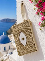 Gold & White Beaded Mati Pouch