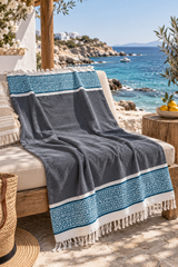 Turqoise and Navy Mati Beach Towel