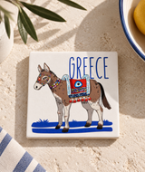 'Greece' Mati & Donkey Ceramic Coaster