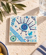 'Greece' Mati & Donkey Ceramic Coaster