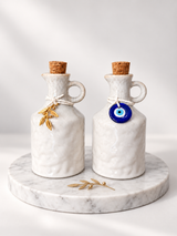 White Olive Oil Dispenser - Olive Branch or Mati Decor