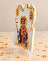 Saint Eirini Icon - White & Gold